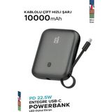 Çelikwork FP011 10.000 mAh PD 22.5Watt Hızlı Şarj TYPE-C Siyah Powerbank