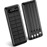 Çelikwork Güneş Enerjili 2USB MİKRO Lightning ıPhone Type-c Kablolu 10000 mAh Siyah Powerbank