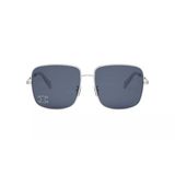 Celine Cl40284u 16V Kadın Güneş Gözlüğü - Oversize Kare Form Gümüş Metal Ve Kemik Çerçeveli Mavi Camlı