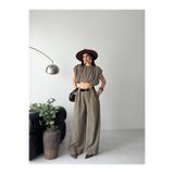 Celiora Kadın Kemerli Salaş Pantolon Crop Bluz İkili Takım