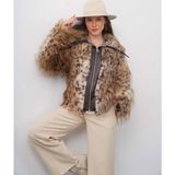 Celiora Style Kadın Kürk Mont – Deri Detaylı, Fermuarlı, Şık ve Sıcak Kışlık Kürk Ceket - M-38 - Leopar