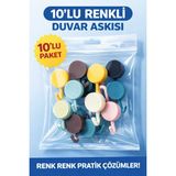 Celısse 10 Adet Renkli Kendinden Yapışkanlı Banyo ve Mutfak Askılık Banyo Düzenleyici Duvar Dolap Askısı - Çok Renkli