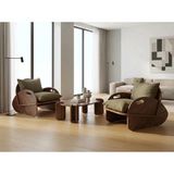 Cell Ahşap Yeşil Çay Seti Koltuk Takımı, Modüler Çay Takımı, 2+1, 2 Berjer 1 Orta Sehpa Takım - Ceviz