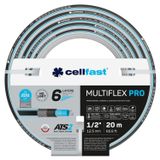Cellfast Bahçe hortumu MULTIFLEX PRO, dayanıklı, 6 katlı, triko örgü ATS2, UV ve yosunlara dayanıklı, ağır metal içermez, kadife teknolojisi, 35 bar, -20/+65° 1/2 inç, 20 m