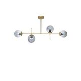 Çello Modern Lüks Tasarım Gold Renk Füme Camlı Tavan Yemek Masası Üstü -Salon 4 lü Avize