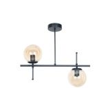 Çello Modern Tasarım Metal Siyah Renk Bal Camlı Yemek Masası Üstü -Salon 2 li Avize