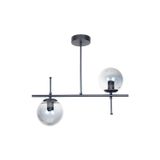 Çello Modern Tasarım Metal Siyah Renk Füme Camlı Yemek Masası Üstü -Salon 2 li Avize