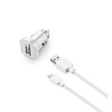 Cellular Line CBRUSBMUSB2AW, Micro USB Araç Sarj, 2A (Kablo+Adaptör), Beyaz