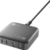 Cellular Line Multipower 4 Portlu Gan 100 Watt Siyah Şarj Cihazı