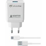 Cellularline 15 W Kablo Adaptör Beyaz Type-C Seyahat Şarjı