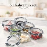 Celsen Home 6'lı Sızdırmaz Silikon Contalı Kahvaltılık Saklama Kabı Seti - Gri