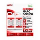 CELVIA Temizlik Beton Harç Sökücü C-158 Konsantre 2 x5 KG 10 Kg İnşaat Sonrası Temizlik,Kireç ve Çimento