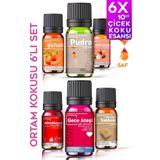 Cem Cosmetics Efsane Çiçek Özleri Oda Kokusu %100 Saf & Doğal Koku 6lı Set 6x10ml Esansiyel Uçucu Yağ