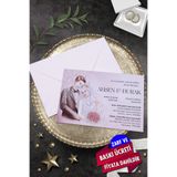Cem Davetiye Düğün Nişan Nikah Kına Davetiyesi 3242 (100 ADET) Baskı Dahil