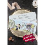 Cem Davetiye Düğün Nişan Nikah Kına Davetiyesi 3343 (100 ADET) Baskı Dahil