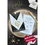 Cem Davetiye Düğün Nişan Nikah Kına Davetiyesi 7057 (100 ADET) Baskı Dahil