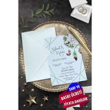 Cem Davetiye Düğün Nişan Nikah Kına Davetiyesi 7102 (100 ADET) Baskı Dahil