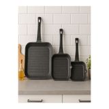 Cem Hitit Siyah Döküm Grill 3 LüTava Seti 20/24/28 Cm