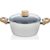 Cem Naturel Wood Tencere 20 cm - Krem