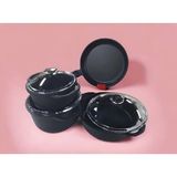 Cem Premium Döküm 7 Parça Tencere Seti Pyrex Kapak - Siyah