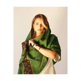 cemains Zarrin Sovereign İpek Yün Şal – Yeşil | %40 İpek %60 Yün | Şık ve Zamansız Şal | 170x64 cm