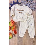 CemBebe Erkek Bebek Mama’s Boy Eşofman Takımı Mevsimlik Sweatshirt ve Pantolon Seti - 18 - 24 Ay - Krem