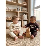 CemBebe Erkek Bebek Mama’s Boy Eşofman Takımı Mevsimlik Sweatshirt ve Pantolon Seti - 9 - 12 Ay - Kahverengi