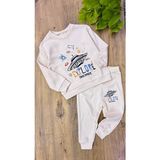 CemBebe Erkek Çocuk Baharlık Uzun Kol Penye Rahat Kullanışlı Takımlar - 2 - 3 Yaş - Krem
