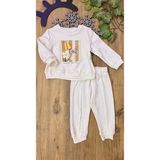 CemBebe Kız Bebek Kelebek Desenli Mevsimlik Penye Uzun Kollu Takım - 9 - 12 Ay - Krem