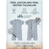 CemBebe Özel Çocuklar Için Arkadan Fermuarlı Tulum Otizmli Çocuk Giyim Tulumu Soyunmayı Önleyici Güvenli Tulum - Gri - 8 - 9 Yaş