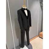 Cemden Siyah Damatlık 5029-01B Erkek Çocuk İçin Regular Fit Düz Desenli Şık Takım Elbise - 10 Yaş - Siyah Düz