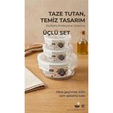 Çemi 3'lü Borosilikat Cam Saklama Kabı Seti (400 ml + 650 ml + 1000 Ml) - Hava Geçirmez Kilitli Kapak - Şeffaf