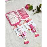 Çemi Home Desenli Kare Palet Saç Fırçası - Düğüm Açıcı Yumuşak Uçlu Masaj Etkili Saç Tarama Tarak - CHERRY/PEMBE