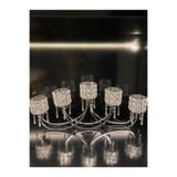 Cemile Kristal Taşlı 5 Kollu Şamdan Mumluk Gümüş Platin