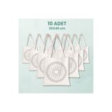 Cemira 10 Adet Mandala Çiçek Boyanabilir Ham Bez Omuz Çantası - DIY Kendi Çantanı Tasarla