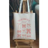 Cemira Bows Coquette Kurdeleler Y2K Retro Ham Bez Tote Bag Çanta, Pinterest Çanta