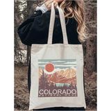 Cemira Colorado Tasarım Milli Park Kitap Çantası, Tote Bag, Bez Çanta, Alışveriş Çantası - 10D-Krem