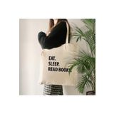 Cemira Eat, sleep, read books Tasarım Tote Bag, Bez Çanta, Alışveriş Çantası, Kitap Çantası