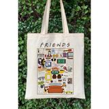 Cemira Friends Tv Show Kolaj Ham Bez Çanta Tote Bag