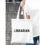 Cemira Librarian Tasarım Kalın Beyaz Su Geçirmez Kanvas Tote Bag, Bez Çanta, Kitap Çantası - 10D-Krem