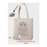 Cemira Mandala Baykuş Boyama Çantası Hobi 35*40 cm Ham Bez Çanta Boyama