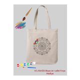 Cemira Mandala Boyama Çantası Hobi 35*40 cm Hediye Ham Bez Çanta Boyama