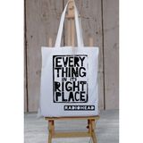 Cemira Radiohead Every Thing In Its Right Place Kalın Su Geçirmez Bez Tote Bag Kanvas Omuz Çantası - 10D-Krem