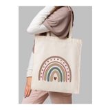 Cemira Retro Rainbow Ham Bez Tote Bag Çanta, Pinterest Çanta