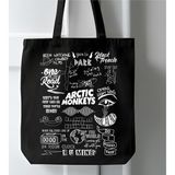 Cemira Siyah Kanvas, Arctic Monleys Tasarım Tote Bag Bez Çanta, Shopper Bag, Kanvas Çanta - 10D-Krem