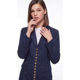 Cemo Gold Düğme Detaylı Uzun Blazer Ceket - S - Lacivert