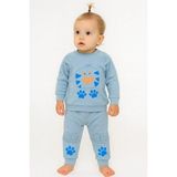 Cemre Bebe Uzun Kollu 2'li Bebek Pijama Takımı %100 Pamuk - Mavi - 6 Ay
