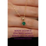 Cemre Gold 14 Ayar Altın Zümrüt Yeşili Tek Taş Kolye Ucu