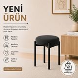 Cemre Tekli Puf Tabure Bench Makyaj Sandalyesi Siyah Ayak - Antrasit