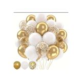 Çemrek Süs Parti Beyaz Gold Krom Şeffaf Pullu Balon Demeti Seti 25 li